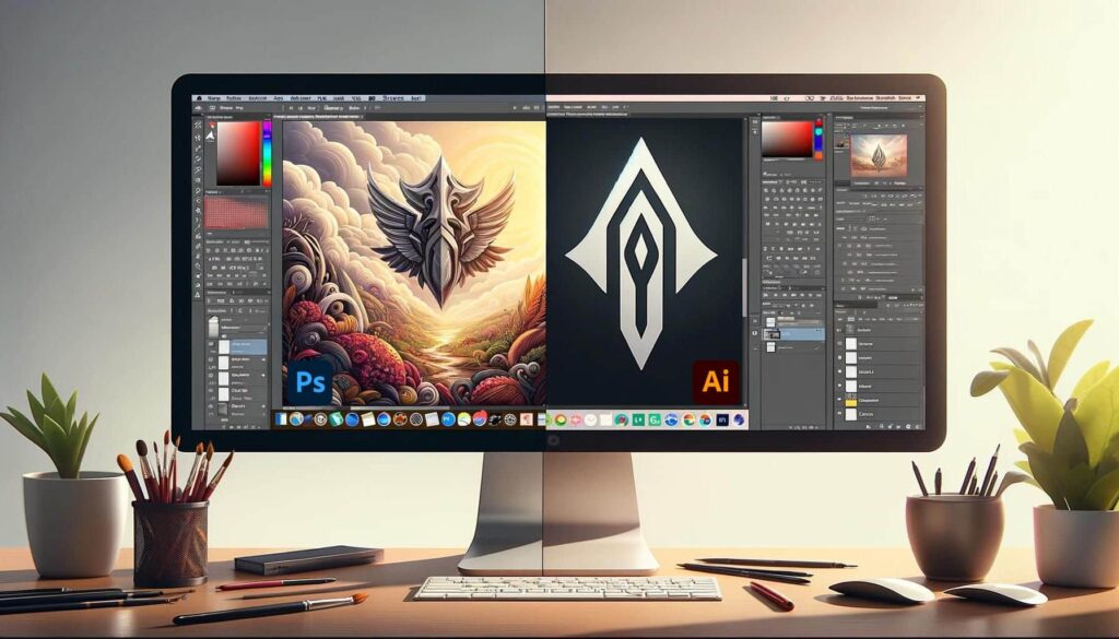 Photoshop vs Illustrator Contrasting Digital Art and Vector Design Essential tools for Graphic Designing in 2025 : A complete guide for beginners and professionals